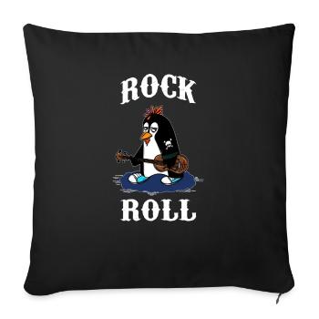 RocknRoll Rocker Tattoo Penguin musician - Sofa pillowcase 17,3'' x 17,3'' (45 x 45 cm) - black - Front