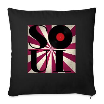 Soul vinyl rétro - Housse de coussin décorative 45 x 45 cm - noir - Devant