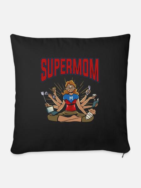 Mutterschaft Mutter Superheld Supermama Supermom - Sofakissenbezug 45 x 45 cm - Schwarz