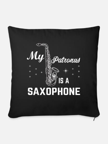 Saxophone Instrument Musik - Sofakissenbezug 45 x 45 cm - Schwarz
