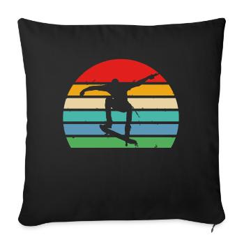 Skate Skateboard Retro Skater Vintage Skateboarder - Sofa pillowcase 17,3'' x 17,3'' (45 x 45 cm) - black - Front