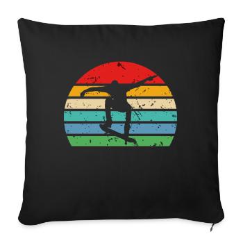 Skateur planche à roulettes - Housse de coussin décorative 45 x 45 cm - noir - Devant