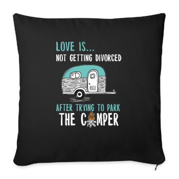 Camper Camping caravanes feux de camp - Housse de coussin décorative 45 x 45 cm - noir - Devant