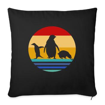 Penguin retro 70s animals animal lover animal - Sofa pillowcase 17,3'' x 17,3'' (45 x 45 cm) - black - Front