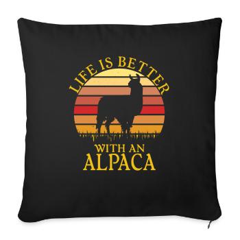 Llama Alpaca Retro Style Vintage Sunset - Sofa pillowcase 17,3'' x 17,3'' (45 x 45 cm) - black - Front