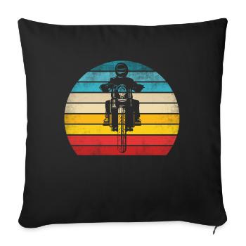 Motorcycle Retro Vintage Motocross Biker Bike - Sofa pillowcase 17,3'' x 17,3'' (45 x 45 cm) - black - Front