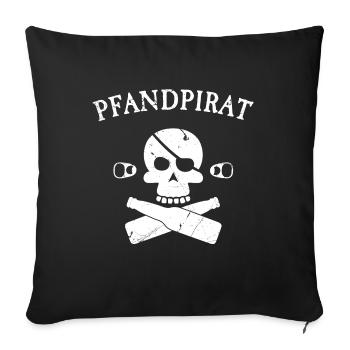 Pfandpirat Flaschensammler Festival Party Geschenk - Sofakissenbezug 45 x 45 cm - Schwarz - Vorne
