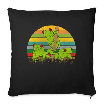 Retro frogs frog - Sofa pillowcase 17,3'' x 17,3'' (45 x 45 cm) - black - Front