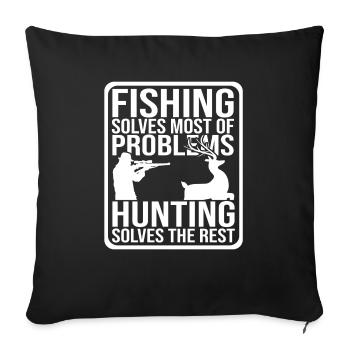 Pêcheur chasse chasseur chasse chasse chasse au cerf - Housse de coussin décorative 45 x 45 cm - noir - Devant