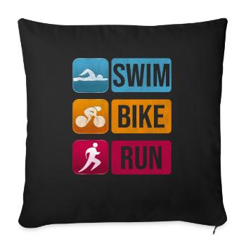 Triathlon - Housse de coussin décorative 45 x 45 cm - noir - Devant