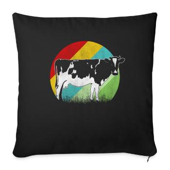 Vache vache fermier ferme fermier fermier agriculture - Housse de coussin décorative 45 x 45 cm - noir - Devant