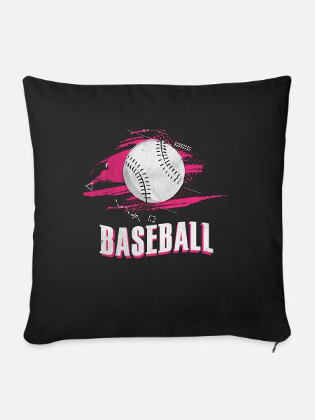 Baseball Baseball-Spieler Baseballschläger - Sofakissenbezug 45 x 45 cm - Schwarz