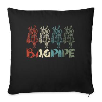 Musicien écossais écossais cornemuse - Housse de coussin décorative 45 x 45 cm - noir - Devant