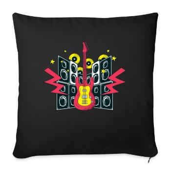 Guitar and Speakers - Sofa pillowcase 17,3'' x 17,3'' (45 x 45 cm) - black - Front