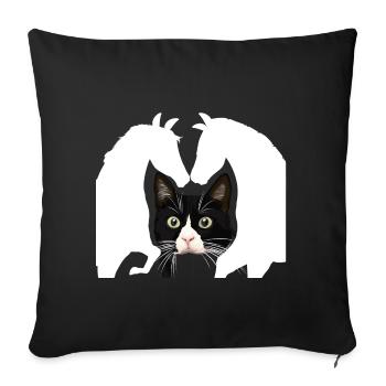 Chat de chat et de cheval cadeau - Housse de coussin décorative 45 x 45 cm - noir - Devant