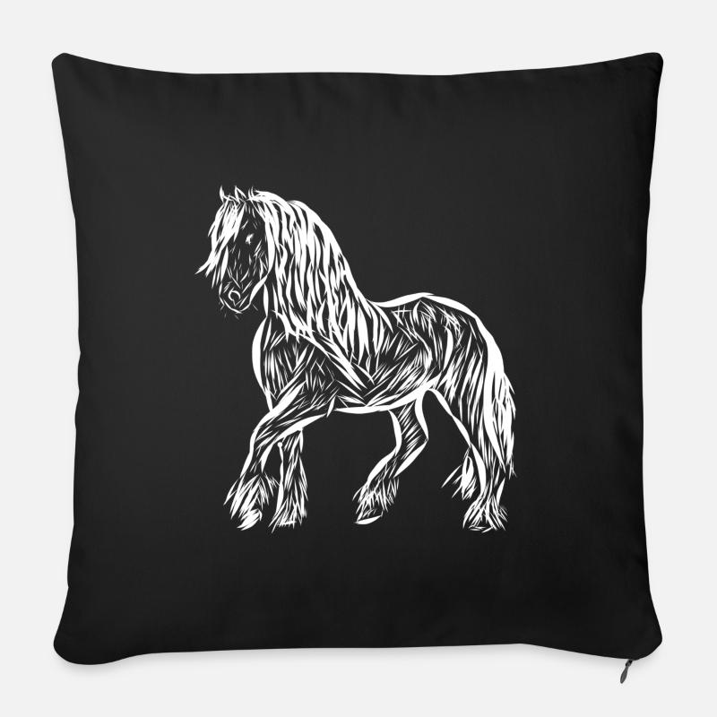 Cheval - Housse de coussin décorative 45 x 45 cm - noir
