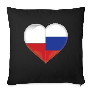 Poland Russia Flag Heart Love Polish Russian - Sofa pillowcase 17,3'' x 17,3'' (45 x 45 cm) - black - Front