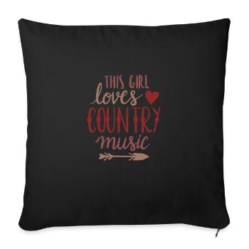 Cette fille aime la musique country - Housse de coussin décorative 45 x 45 cm - noir - Devant