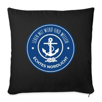 Real Northern Lights - living with wind and waves - Sofa pillowcase 17,3'' x 17,3'' (45 x 45 cm) - black - Front