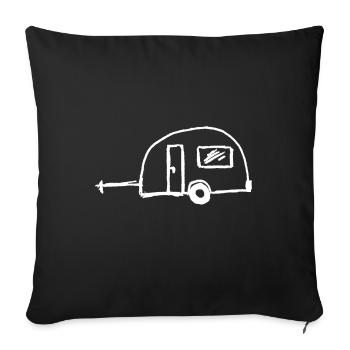 dessin de caravane - Housse de coussin décorative 45 x 45 cm - noir - Devant