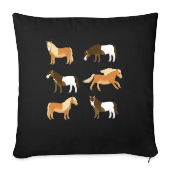 Shetland Pony Selection - Sofa pillowcase 17,3'' x 17,3'' (45 x 45 cm) - black - Front