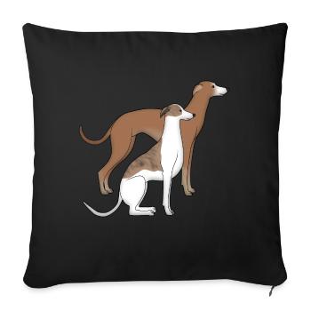 Two whippets - Sofa pillowcase 17,3'' x 17,3'' (45 x 45 cm) - black - Front