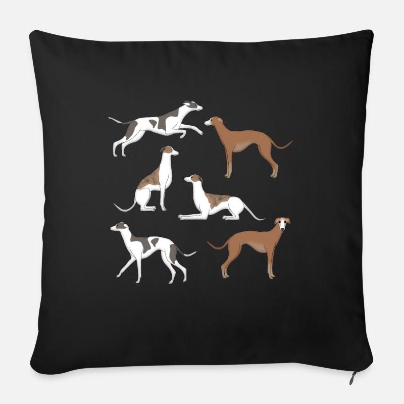 Whippet Auswahl - Sofakissenbezug 45 x 45 cm - Schwarz