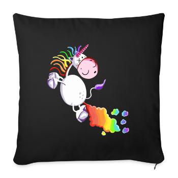 Einhorn lässt es krachen - Sofakissenbezug 45 x 45 cm - Schwarz - Vorne