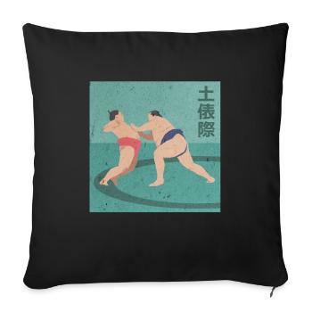 Sumo lutteur dans le ring - Housse de coussin décorative 45 x 45 cm - noir - Devant