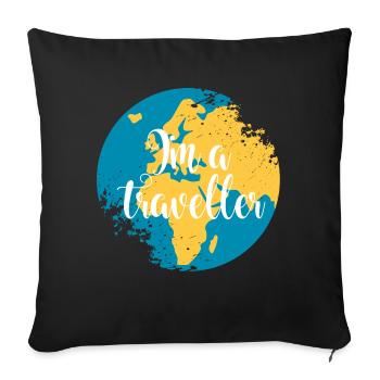 Button Traveller Europa Afrika - Sofakissenbezug 45 x 45 cm - Schwarz - Vorne