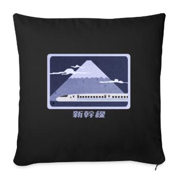 Shinkansen in front of Mount Fuji - Sofa pillowcase 17,3'' x 17,3'' (45 x 45 cm) - black - Front