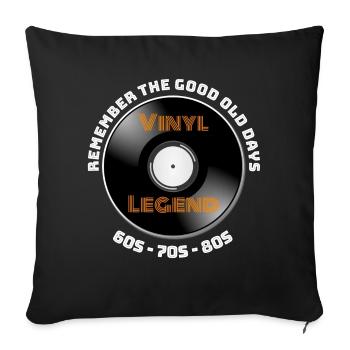 Vinyl legend record collector 70s 80s record - Sofa pillowcase 17,3'' x 17,3'' (45 x 45 cm) - black - Front