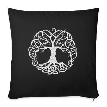 Tree of Life_white - Sofa pillowcase 17,3'' x 17,3'' (45 x 45 cm) - black - Front