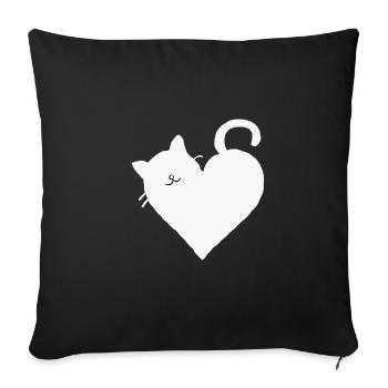 Cat gift love heart meow cat cat mom white - Sofa pillowcase 17,3'' x 17,3'' (45 x 45 cm) - black - Front