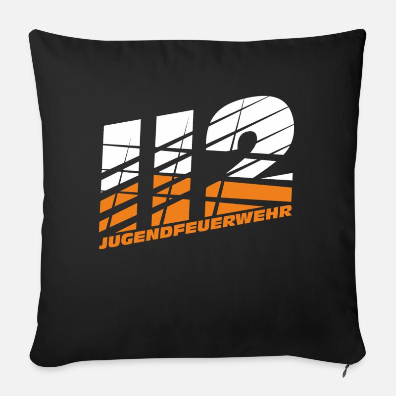 Jugendfeuerwehr I Notruf 112 I Kinderfeuerwehr - Sofakissenbezug 45 x 45 cm - Schwarz