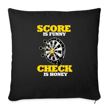 Darts Score is funny check is honey dartboard - Sofa pillowcase 17,3'' x 17,3'' (45 x 45 cm) - black - Front
