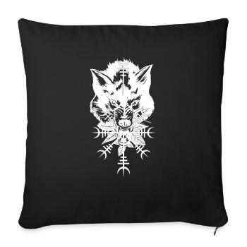 Wolf symbole nordique signe runes Viking - Housse de coussin décorative 45 x 45 cm - noir - Devant