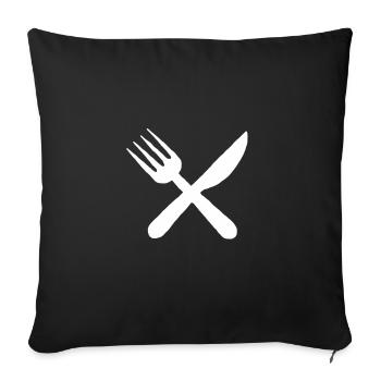 Food gift meal cutlery knife fork - Sofa pillowcase 17,3'' x 17,3'' (45 x 45 cm) - black - Front
