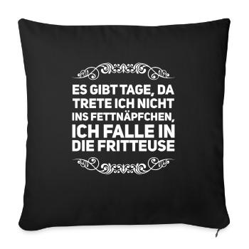in Fettnäpfchen treten - Sofakissenbezug 45 x 45 cm - Schwarz - Vorne