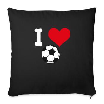 J'adore le soccer - Joueurs de soccer soccer - Housse de coussin décorative 45 x 45 cm - noir - Devant