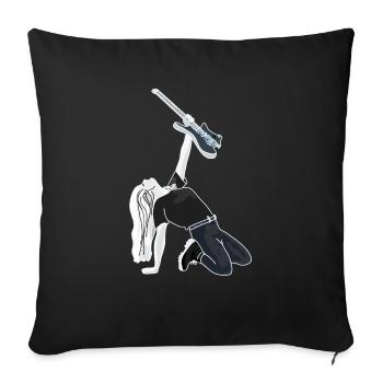 Femme sexy avec guitare rock - Housse de coussin décorative 45 x 45 cm - noir - Devant