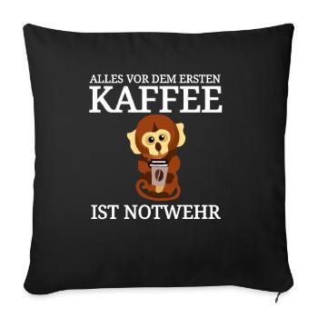 lustiger Kaffee Spruch Käffchen - Sofakissenbezug 45 x 45 cm - Schwarz - Vorne