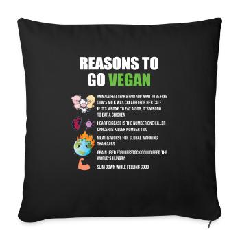 Vegan Vegan Vegan Végétalienne Réchauffement De l’amour des animaux - Housse de coussin décorative 45 x 45 cm - noir - Devant