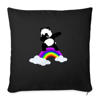 Dabbender Panda Regenbogen Kinder Baby - Sofakissenbezug 45 x 45 cm - Schwarz - Vorne