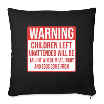 Avertissement vegan vegan vegan funny - Housse de coussin décorative 45 x 45 cm - noir - Devant