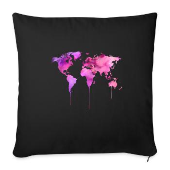 Carte du monde - Housse de coussin décorative 45 x 45 cm - noir - Devant