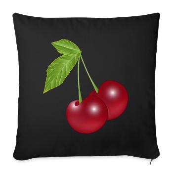 belles cerises rouges foncées croquantes - Housse de coussin décorative 45 x 45 cm - noir - Devant