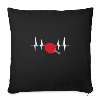 Table tennis heartbeat - Sofa pillowcase 17,3'' x 17,3'' (45 x 45 cm) - black - Front