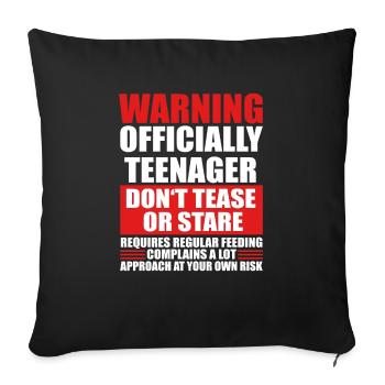 Warning Officially teenagers - Sofa pillowcase 17,3'' x 17,3'' (45 x 45 cm) - black - Front