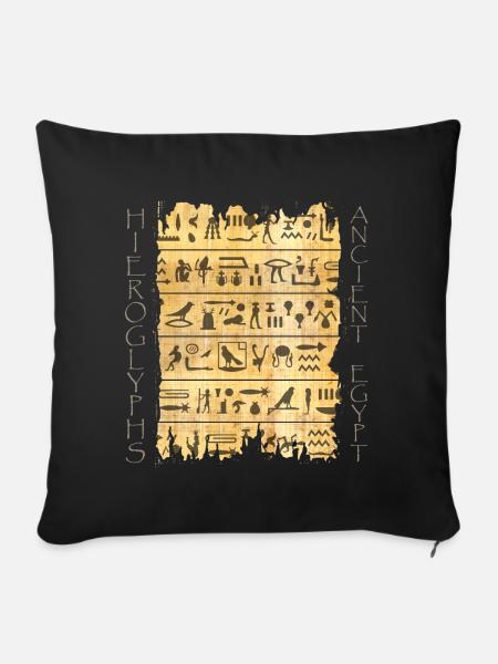 Torn papyri with hieroglyphics - Sofa pillowcase 17,3'' x 17,3'' (45 x 45 cm) - black